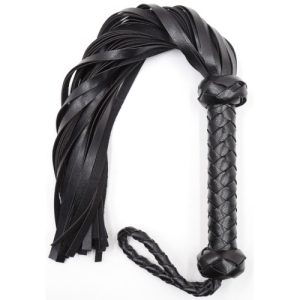 Μαύρο δερμάτινο μαστίγιο τιμωρίας Naughty Toys 48 εκ